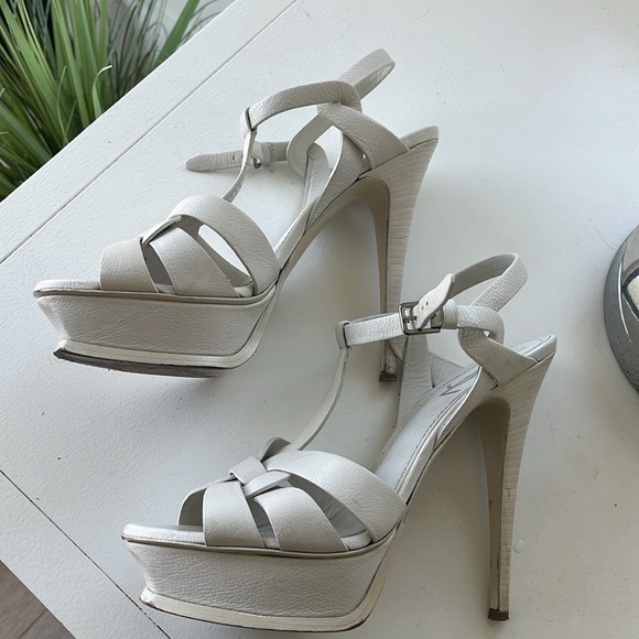 YSL WHITE TRIBUTE HEELS - Picture 4 of 8